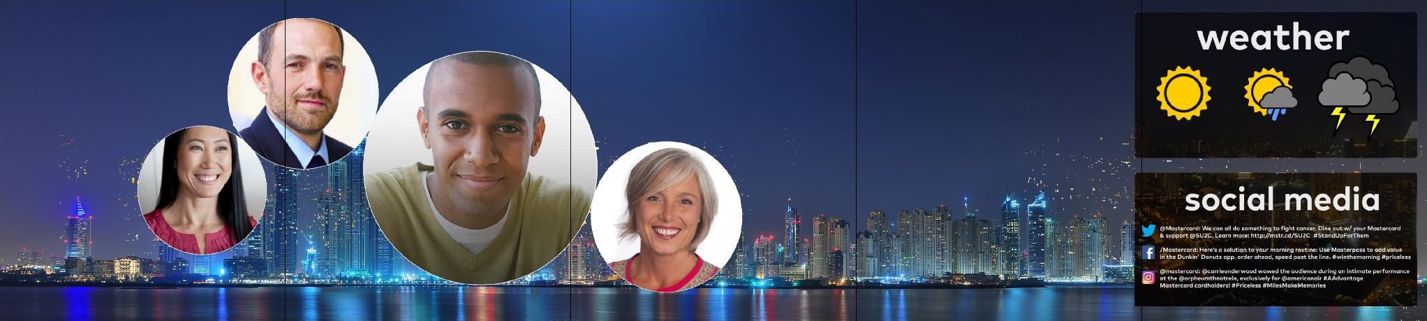 The same Bubbles layout composited over a blue Dubai skyline and waterfront instead of the previous city