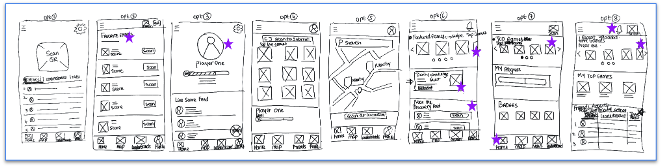 Paper wireframe sketches