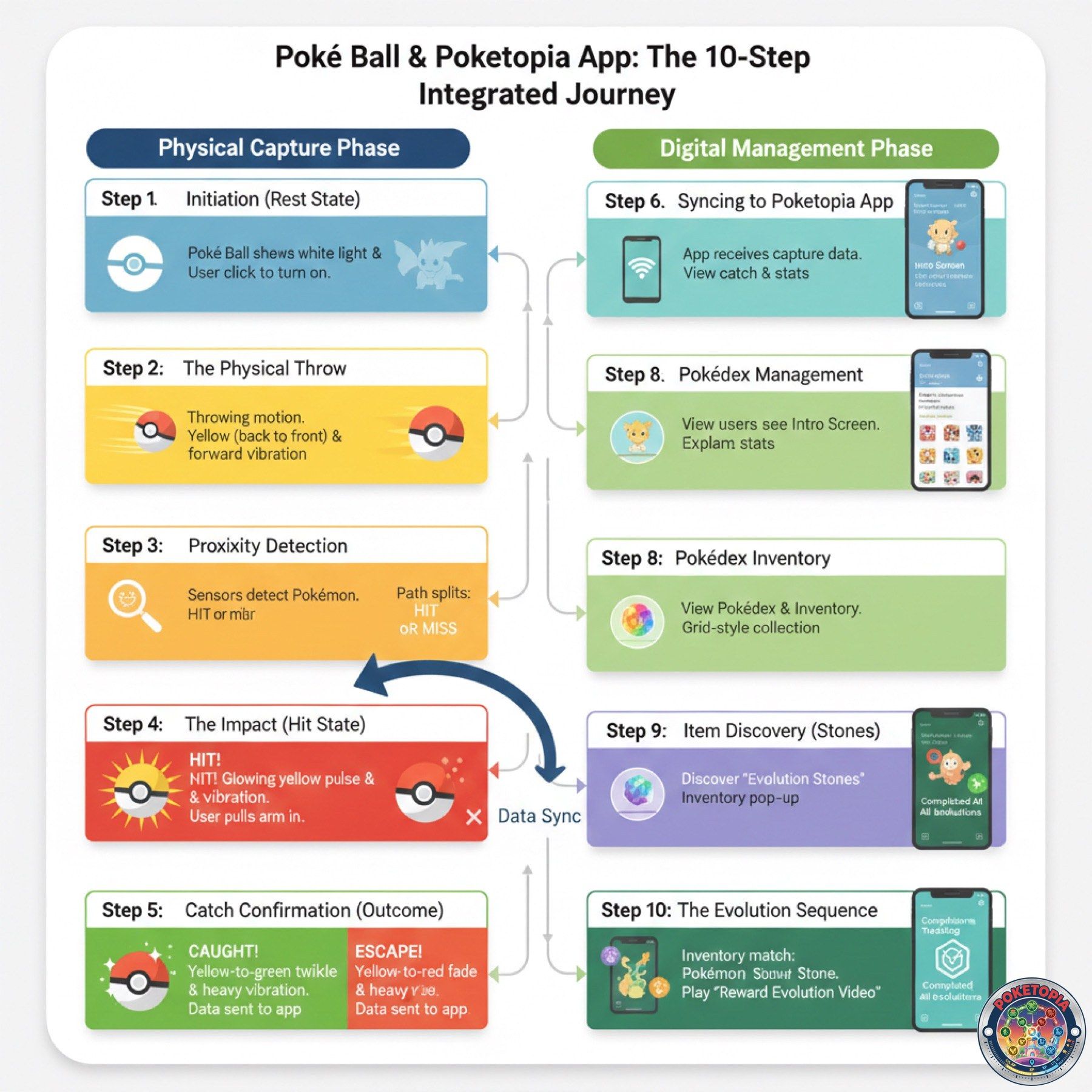 The original ten step journey map, a two column infographic with a Physical Capture Phase column and a Digital Management Phase column linked by a data sync arrow